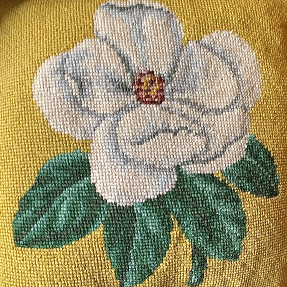 Floral Embroidered Throw Pillows Pansy And Magnolia - Picture 5 of 6